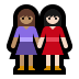 👩🏽‍🤝‍👩🏻 women holding hands: medium skin tone, light skin tone display on Windows